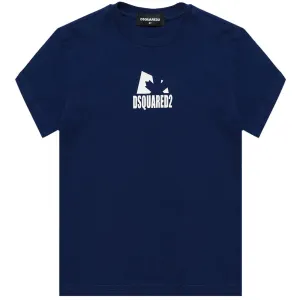 Dsquared2 Boys Logo Print Cotton T-shirt Navy 12Y #4004
