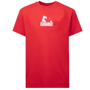 Dsquared2 Boys Logo Print Cotton T-shirt Red 10Y #4017