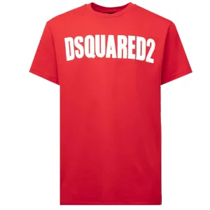 Dsquared2 Boys Logo Print Cotton T-shirt Red 4Y #4007