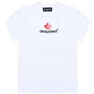 Dsquared2 Boys Logo Print Cotton T-shirt White 14Y #4046