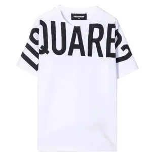 Dsquared2 Boys Logo Print Cotton T-shirt White 14Y