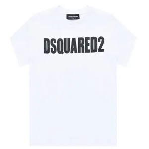 Dsquared2 Boys Logo Print Cotton T-shirt White 4Y #1085862