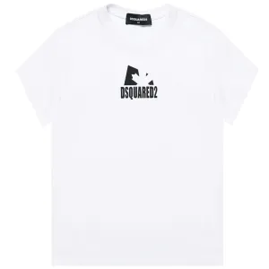 Dsquared2 Boys Logo Print Cotton T-shirt White 4Y #4035