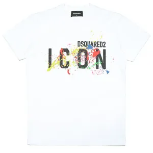 Dsquared2 Boys Paint Splatter Logo T-shirt White 4Y