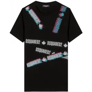 Dsquared2 Boys Tape Logo T-shirt Black 8Y