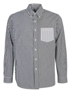 E.L.V. DENIM - Contrast Striped Cotton Shirt #1148055