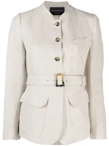 EMPORIO ARMANI - Linen Belted Jacket #775546