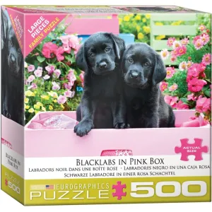 Black Labs in Pink Box 500pc puzzle