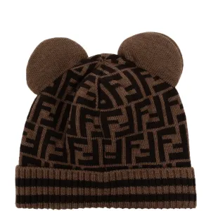 Fendi Unisex Bear Ears Wool Hat Brown 111