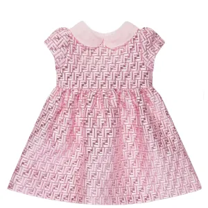Fendi Baby Girls FF All Over Dress Pink 12M #1238236