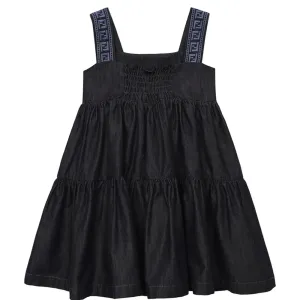 Fendi Baby Girls Plain Denim Dress Navy 1M Black