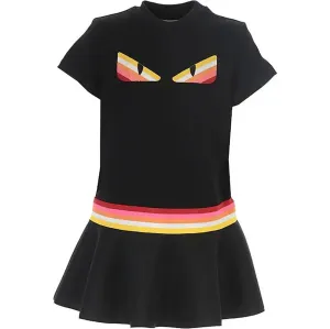 Fendi Girls Eye Skirt Dress Black 12Y