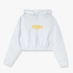 Fendi Girls Hoodie Logo White 10Y