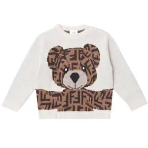 Fendi Baby Unisex Teddy Bear Sweater Beige 18M #5484