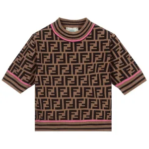 Fendi Girls Knit Sweater 6Y Brown