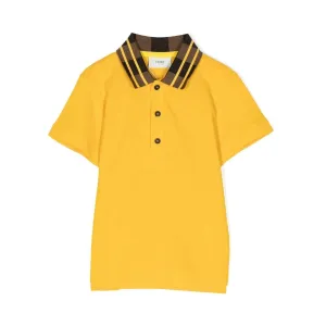Fendi Boys Sun Piquet Polo Shirt 14Y Yellow