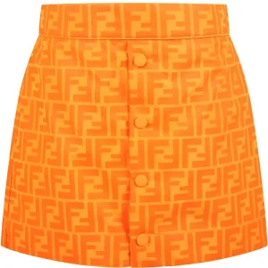 Fendi Girls FF Logo Skirt Orange 6Y
