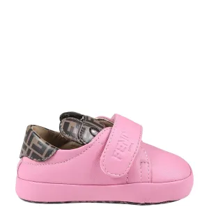 Fendi Baby Girls Teddy & FF Print Sneakers IV Pink #1238339