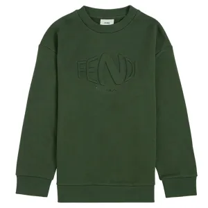 Fendi Boys Embossed Logo Sweater Green 8Y