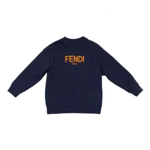 Fendi Boys Logo Sweatshirt Navy 12Y