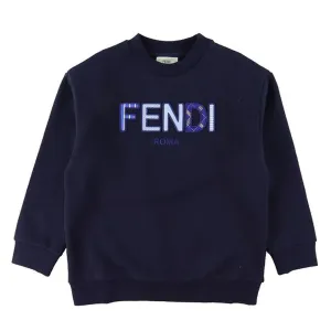 Fendi Unisex Kids Logo Sweater Navy 10Y