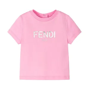 Fendi Baby Girls Logo Print T-shirt Pink 12M #1238299