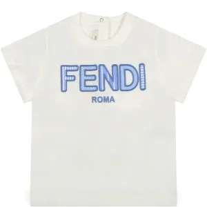 Fendi Baby Unisex Babys Logo T-shirt Blue 1M