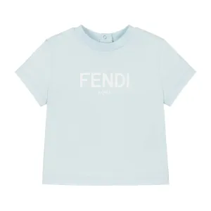 Fendi Baby Unisex Logo Print T-shirt Light Blue 12M #1238298