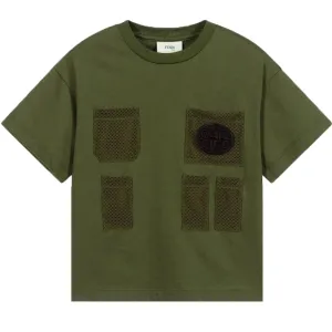 Fendi Boys Basic Cotton T-shirt Green 10Y