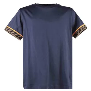 Fendi Boys FF Trim Logo T-shirt Navy 12Y