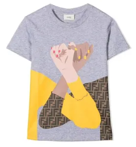 Fendi Boys Linking Hands T-shirt 6Y Grey