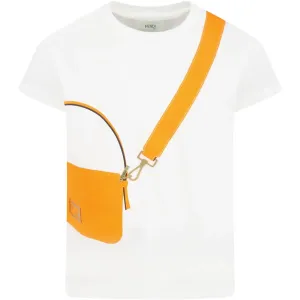Fendi Girls Purse Print T-shirt White 10Y