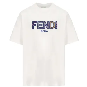 Fendi Unisex Logo T-shirt White 14Y