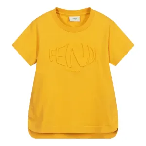 Fendi Unisex Basic Cotton T-shirt Yellow 6Y