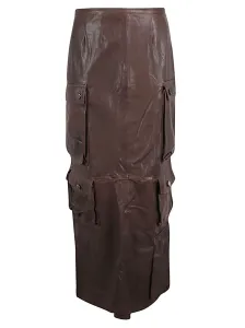FERMAS.CLUB - Leather Cargo Long Skirt
