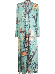 FOR RESTLESS SLEEPERS - Printed With Neck Bow Long Dress #45092