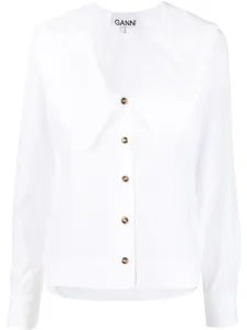 GANNI - Ruched Organic Cotton Shirt #1142701