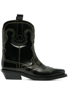 GANNI - Leather Western Boots #1209196