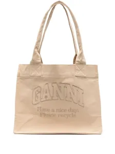 GANNI - Logo Large Cotton Tote Bag