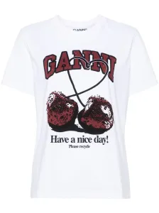 GANNI - Cherry Print Cotton T-shirt #1274611