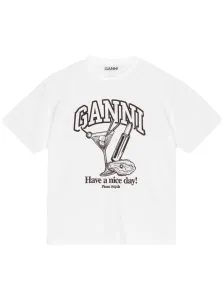 GANNI - Cocktail Print Cotton T-shirt #1274644
