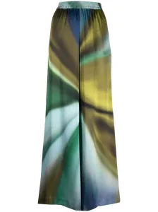 GIANLUCA CAPANNOLO - Printed Silk Wide Leg Trousers