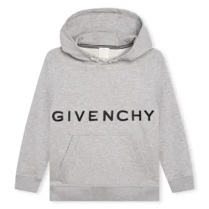 Givenchy Boys Logo Hoodie in Grey 04A Marl 86% Cotton, 14% Polyester - Trimming: 98% 2% Elastane Lining: 100% Cotton