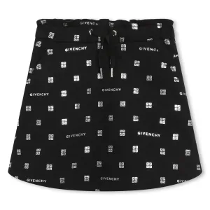 Givenchy Girls 4G All Over Logo Skirt in Black 08A 86% Cotton, 14% Polyester - Lining: 100% Cotton