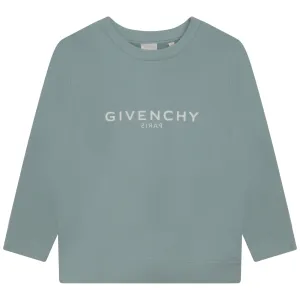 Givenchy Boys Logo Sweater in Turquoise Blue 04A Pale 86% Cotton, 14% Polyester - Trimming: 98% 2% Elastane