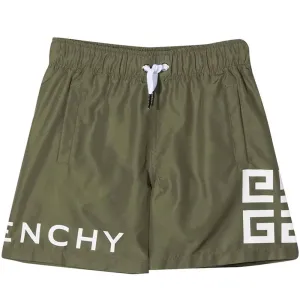 Givenchy Boys Logo Swim-shorts Khaki 4Y