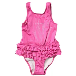 Givenchy Baby Girls Ruffle Swimsuit Pink 2Y