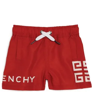 Givenchy Boys Logo Swim Shorts Red 10Y