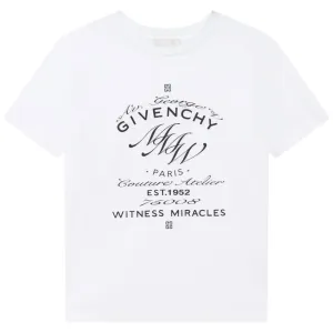 Givenchy Boys Multi Logo T Shirt White 14Y