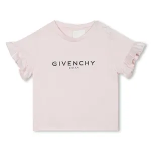 Givenchy Baby Girls Logo T-shirt in Pink 02A Marshmallow 100% Cotton